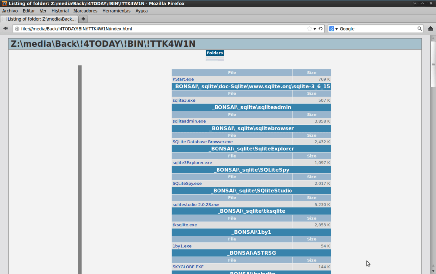 Dirhtml - Ejemplo De Listado (En este caso los ejecutables de un directorio)