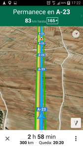 Navfree-sirviendo de El navegador de Google, en una recta, donde se aprecia mayor riqueza de imagen