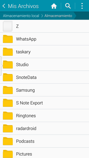 EDSLite- El contenedor 'Z' tal como lo ve el explorador de archivos del teléfono