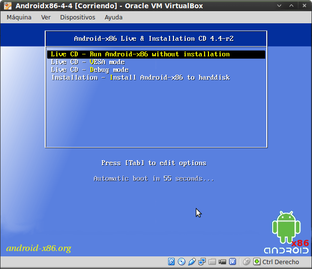 Pantallazo-Androidx86-4-4 [Corriendo] - Oracle VM VirtualBox