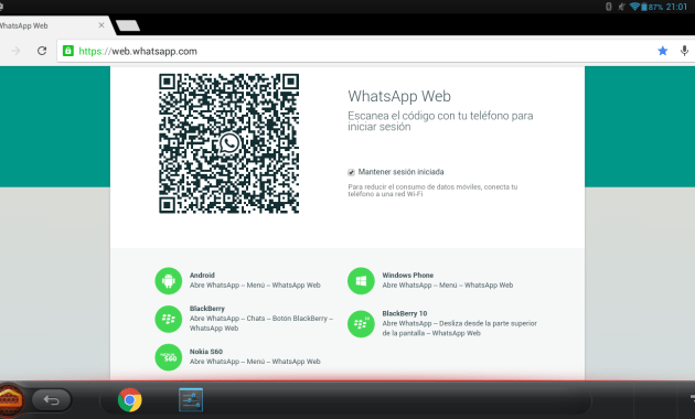 Página de Whatsapp en Web