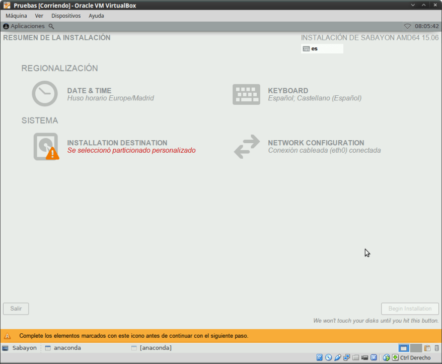 Sabayon 1506 -Instalando en el disco