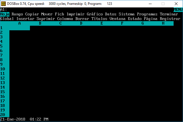 Lotus123CorriendoEnDOSBox