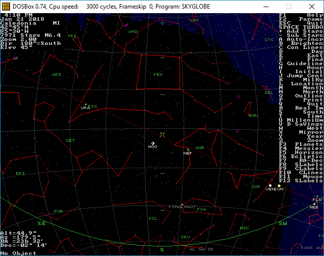 SkyglobeCorriendoEnDOSBox